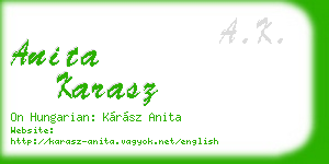 anita karasz business card