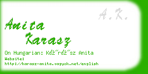 anita karasz business card